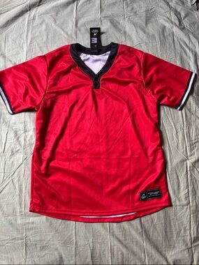 Men's Short Sleeve Red Performance Henley Shirt